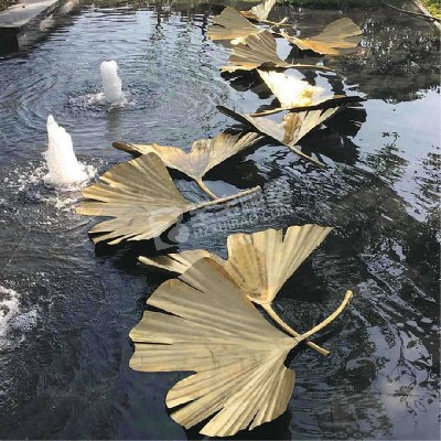 水系造景樹(shù)葉不銹鋼雕塑定制
