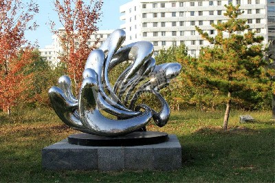 寫(xiě)字樓園林景觀小品抽象花朵不銹鋼雕塑定制